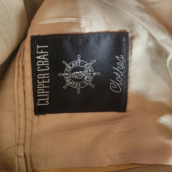 Vintage Clipper Craft Mens Beige Blazer Jacket W/ Gold Buttons Lined Size 42R - Picture 6 of 7